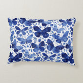 バタフライウォーターカラーブルー アクセントクッション (裏面)