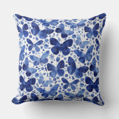 バタフライウォーターカラーブルー クッション (正面)