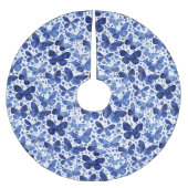 バタフライウォーターカラーブルー ブラッシュドポリエステルツリースカート (正面)