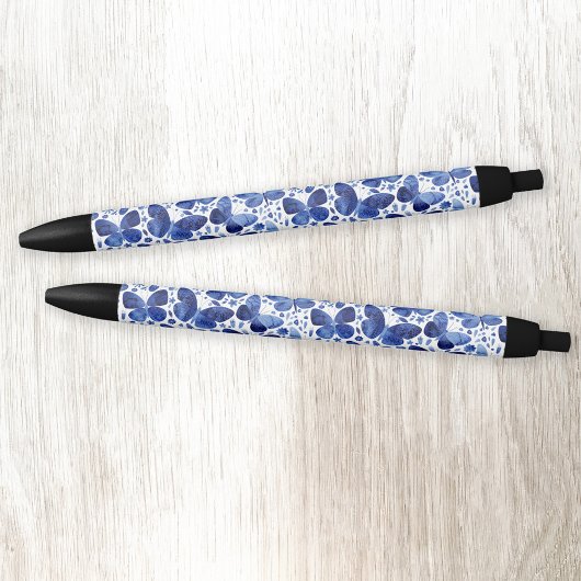 バタフライウォーターカラーブルー 黒ボールペン