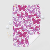 バタフライウォーターカラーマゼンタホットピンク ゴルフタオル (インサイチュ)