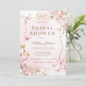 バタフライウォーターカラー洗浄ブライダルシャワー 招待状 (スタンド正面)