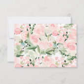 バタフライウォーターカラー花模様赤面ピンク 出欠カード (裏面)