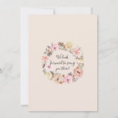 バタフライウォーターカラー赤面フローラバラ素朴ウッド 招待状 (裏面)