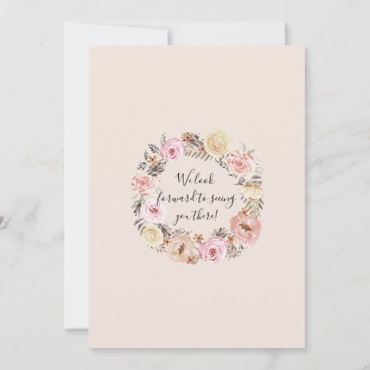 バタフライウォーターカラー赤面フローラバラ素朴ウッド 招待状 (裏面)