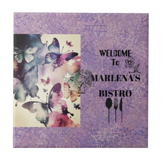 バタフライウォーター色 タイル (正面)