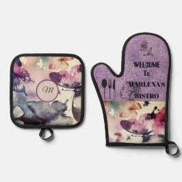 バタフライウォーター色 鍋つかみ&鍋敷きセット