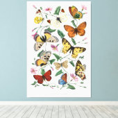 バタフライウォールアートキャンバス ヴィンテージスタイル 自然 キャンバスプリント (インサイチュ (ウッドフロア))