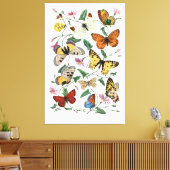 バタフライウォールアートキャンバス ヴィンテージスタイル 自然 キャンバスプリント (インサイチュ (リビング))