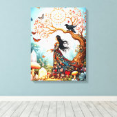 バタフライウーマンズモーニング キャンバスプリント (インサイチュ (ウッドフロア))