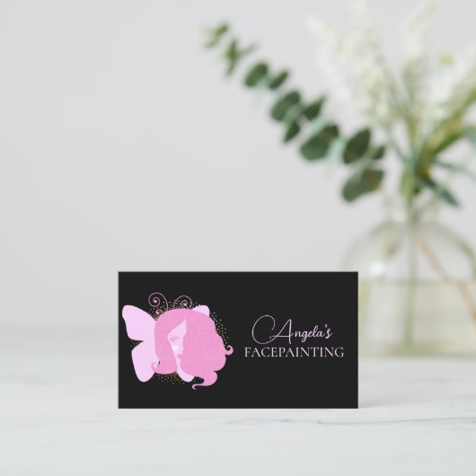 バタフライウーマンメイクアップフェイスペインティング 名刺 (スタンド正面)