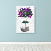 バタフライエアシップ2紫と緑 キャンバスプリント (インサイチュ (ウッドフロア))