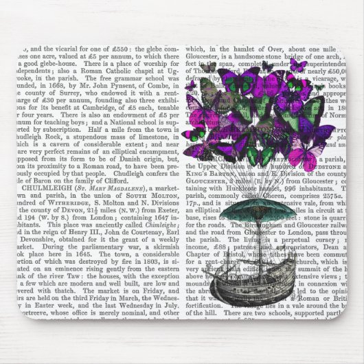 バタフライエアシップ2紫と緑 マウスパッド (正面)