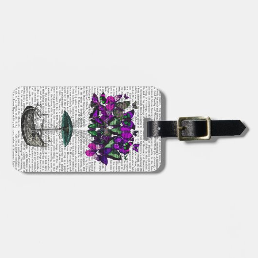 バタフライエアシップ2紫と緑 ラゲッジタグ (正面横)