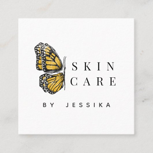バタフライエステ&ソーシャルメディアスキンケア美しい スクエア名刺 (正面)