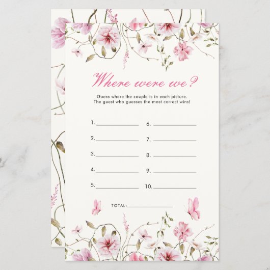 バタフライエレガントどこ我々のブライダルシャワーゲーム (正面/裏面)