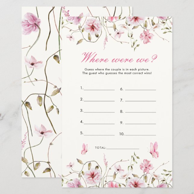 バタフライエレガントどこ我々のブライダルシャワーゲーム (正面/裏面)