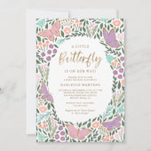 バタフライエレガントガーデン赤ちゃんシャワー 招待状 (正面)