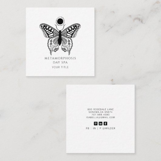 バタフライエレガントサンデイスパ スクエア名刺 (正面/裏面)