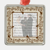 バタフライエレガントスクエアシルバーオーナメント メタルオーナメント (正面)