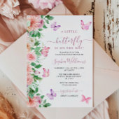 バタフライエレガントピンク&パープルフローラベビーシャワー 招待状