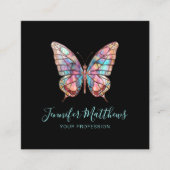 バタフライエレガントブラックスクエアビジネス スクエア名刺 (正面)