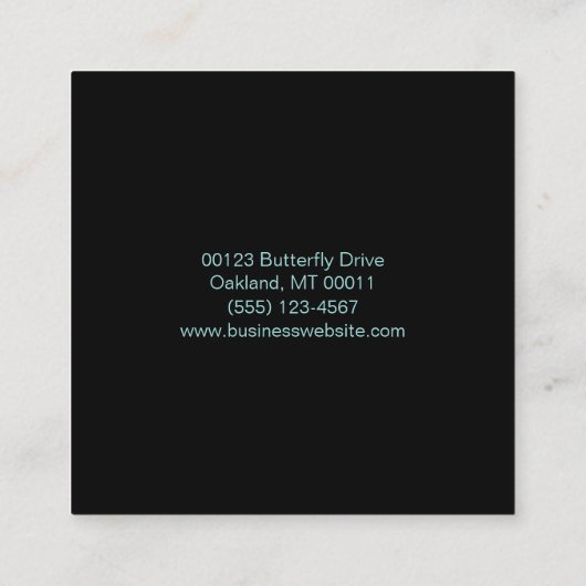 バタフライエレガントブラックスクエアビジネス スクエア名刺 (裏面)