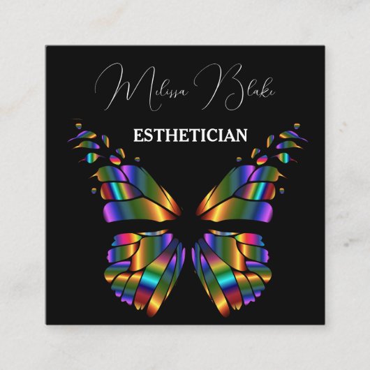 バタフライエレガントブラック スクエア名刺 (正面)