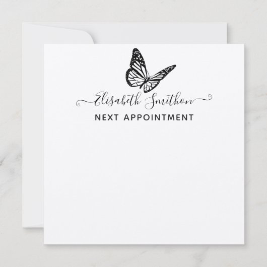 バタフライエレガントボーティシアンネクストアポイントメントカード ノートカード (正面)