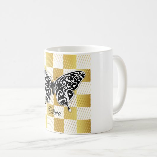 バタフライエレガントマグデザインバイエクシィ コーヒーマグカップ (正面右)