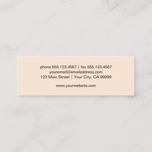 バタフライエレガントロゴプロフェッショナルピーチタン スキニー名刺 (裏面)