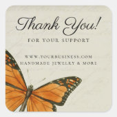 バタフライエレガントロマンチックヴィンテージエフェメラ スクエアシール (正面)