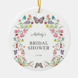 バタフライエレガントワイルドフラワーフローラブライダルシャワー セラミックオーナメント