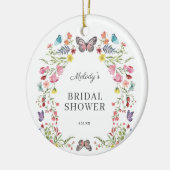 バタフライエレガントワイルドフラワーフローラブライダルシャワー セラミックオーナメント (左)