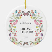 バタフライエレガントワイルドフラワーフローラブライダルシャワー セラミックオーナメント (裏面)