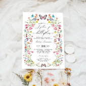 バタフライエレガントワイルドフラワーフローラブライダルシャワー 招待状