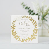 バタフライエレガント金ゴールドボクラシックホブライダルシャワー 招待状 (スタンド正面)