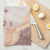 バタフライエレガント&パステルフローラ装飾皿 キッチンタオル (四つ折り)