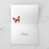 バタフライオレンジピンクとブラックのカスタム受信者 カード (内部)