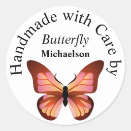 バタフライオレンジピンクアンドブラック名前をカスタムする ラウンドシール
