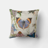 バタフライオレンジブルーボタニカルヴィンテージフローラアート クッション (裏面)