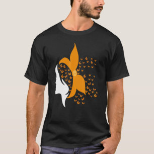 バタフライオレンジリボン多発性硬化症アワール Tシャツ