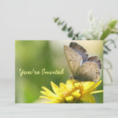 バタフライオンイエローフラワーブライダルシャワー招待状 招待状 (スタンド正面)