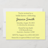 バタフライオンイエローフラワーブライダルシャワー招待状 招待状 (裏面)