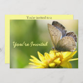 バタフライオンイエローフラワーブライダルシャワー招待状 招待状 (正面/裏面)