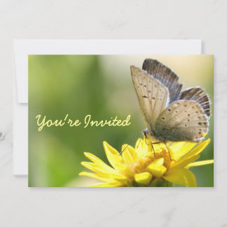 バタフライオンイエローフラワーブライダルシャワー招待状 招待状