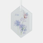 バタフライオンガーデン花フローラ水彩アート ガラスオーナメント (正面左)