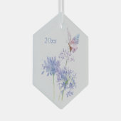 バタフライオンガーデン花フローラ水彩アート ガラスオーナメント (正面右)