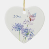 バタフライオンガーデン花フローラ水彩アート セラミックオーナメント (裏面)
