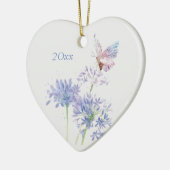 バタフライオンガーデン花フローラ水彩アート セラミックオーナメント (左)